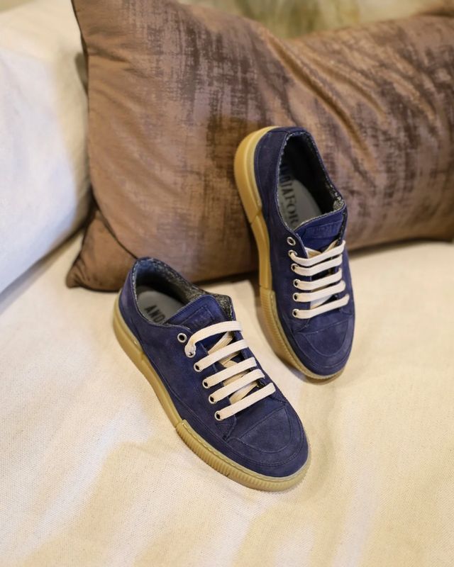 Navy Blue Suede Sneaker