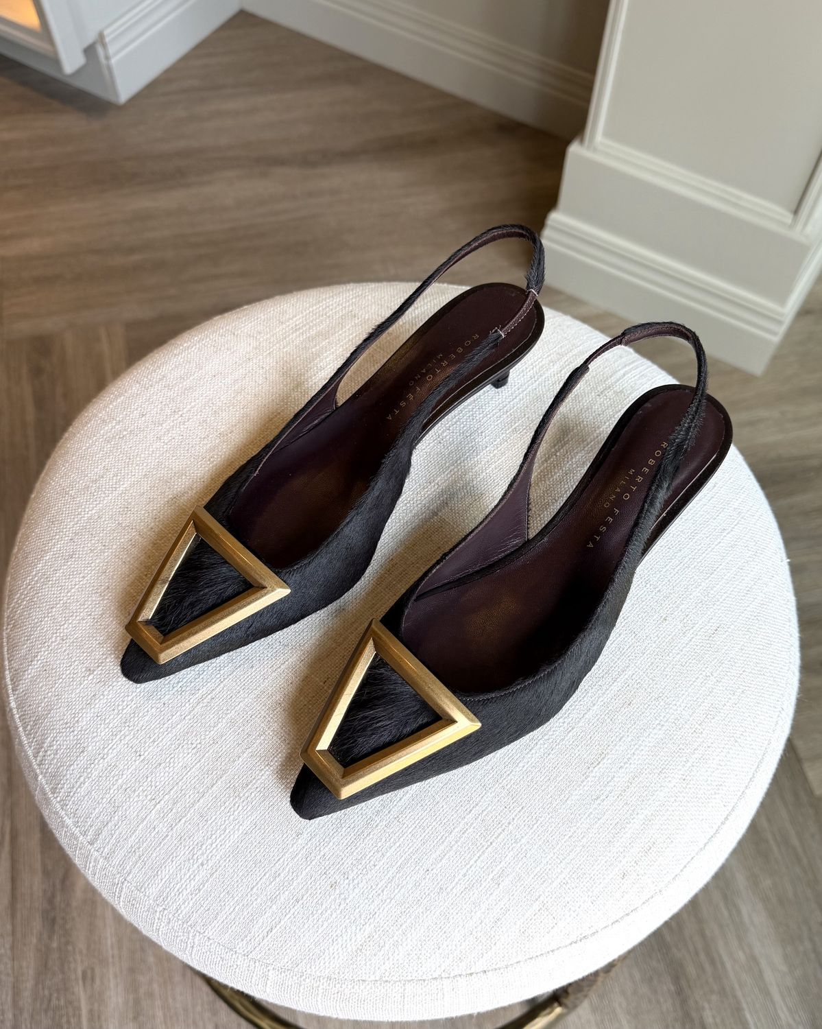 Dorien Moro Brown Cowhide Kitten Heel