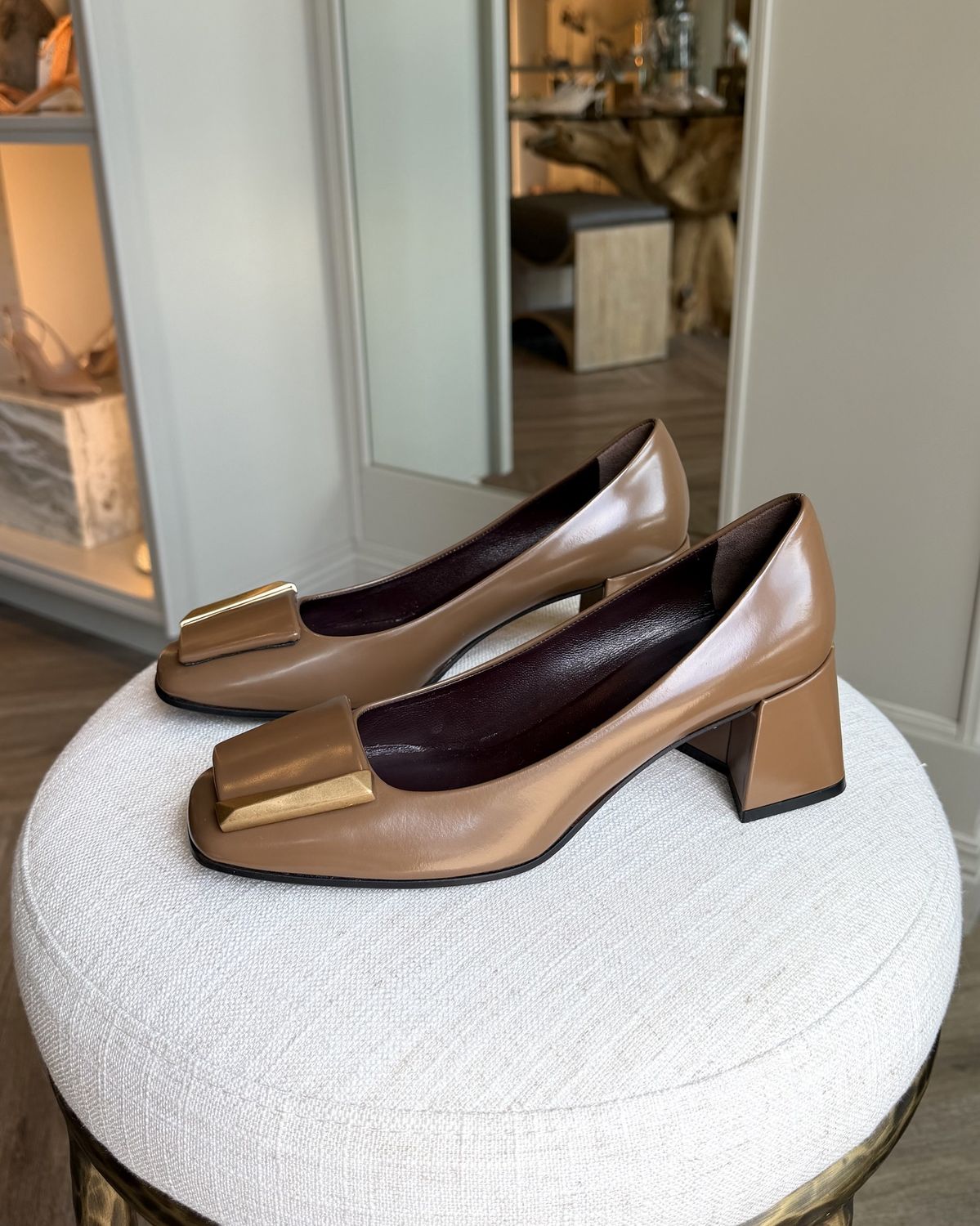 Clory Spazzolato Buckle Block Heel