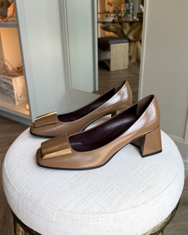 Clory Spazzolato Buckle Block Heel