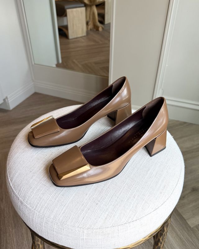 Clory Spazzolato Buckle Block Heel