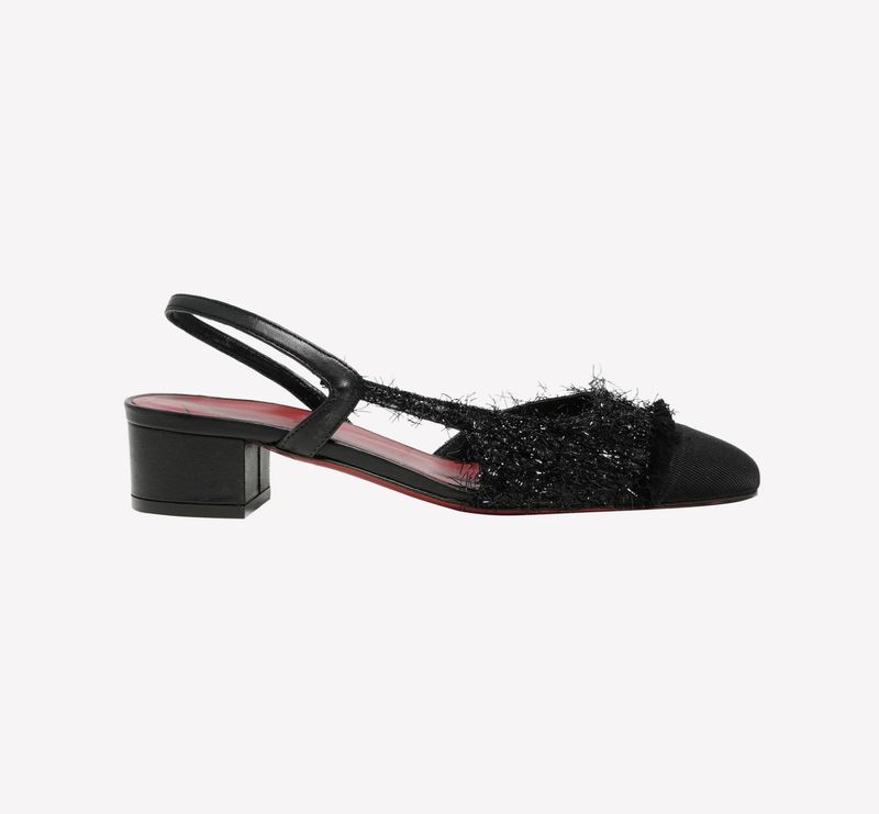 Acanto Nero Fuzzy Slingback Block Heel