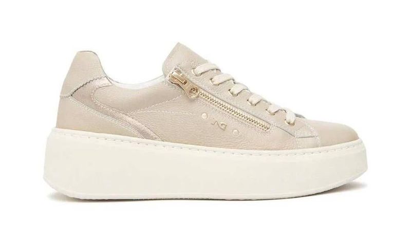 Cairo Taupe Leather Zipper  Sneaker 14212D