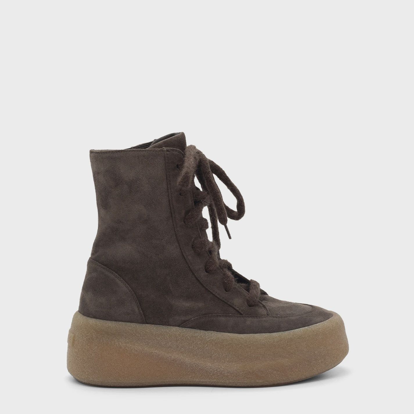 Coffee Lace Up Suede Platform Boot