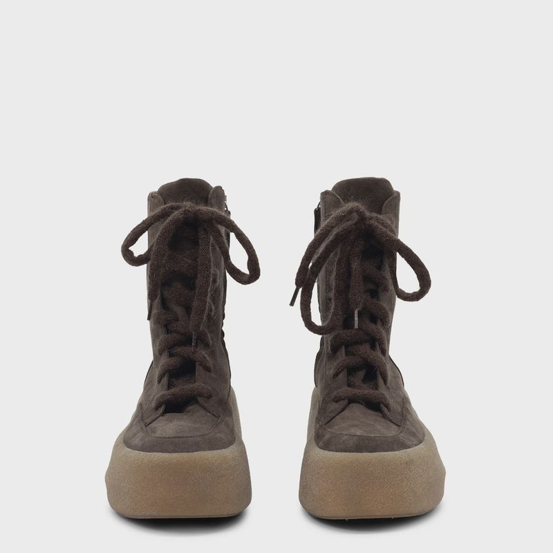 Coffee Lace Up Suede Platform Boot