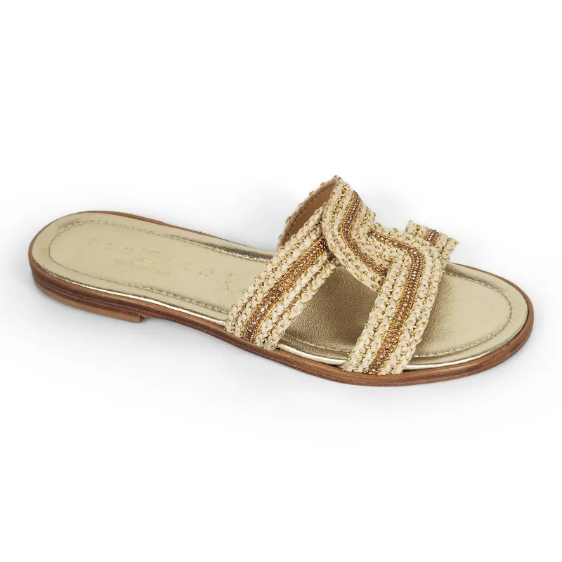 Jess Oro Crema Crossed Slide