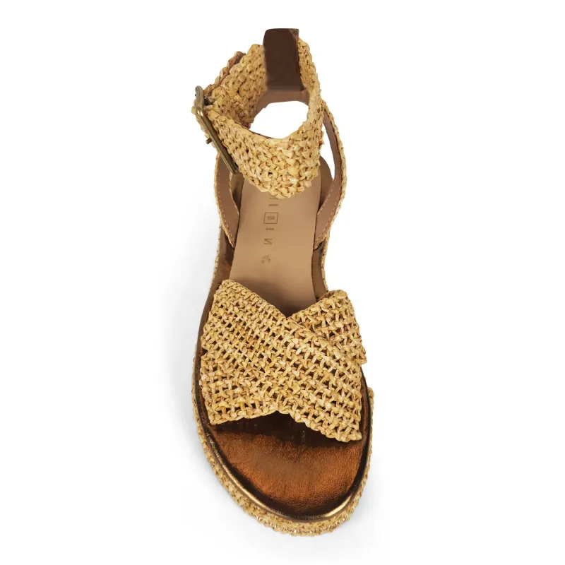 Rafia Radica Platform Ankle Strap