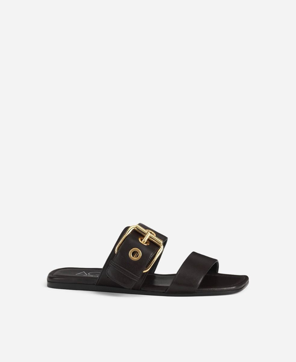 Elsy Black Buckle Slide