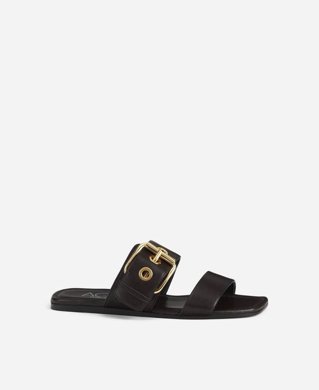 Elsy Black Buckle Slide
