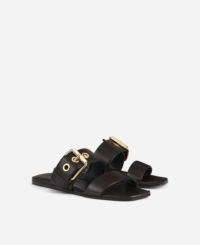 Elsy Black Buckle Slide