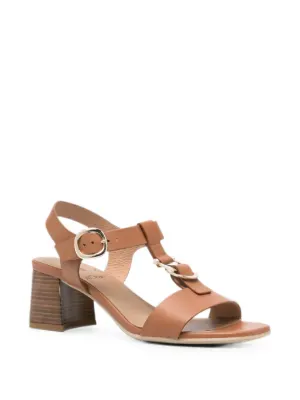 Armenia Cognac Low Heel Gold Buckle