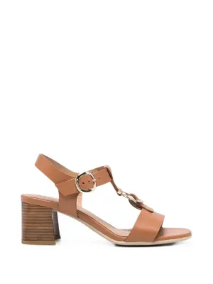 Armenia Cognac Low Heel Gold Buckle