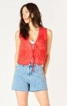 SL Tie-Front Eyelet Top