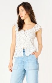 Ruffle SLV Slit Hem Top