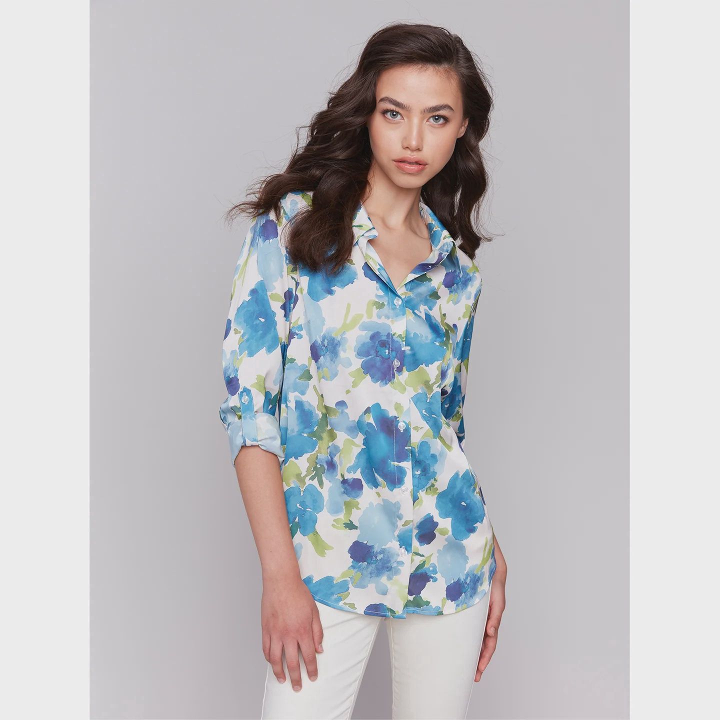 Printed Roll Up L/S Shirt With Buttons