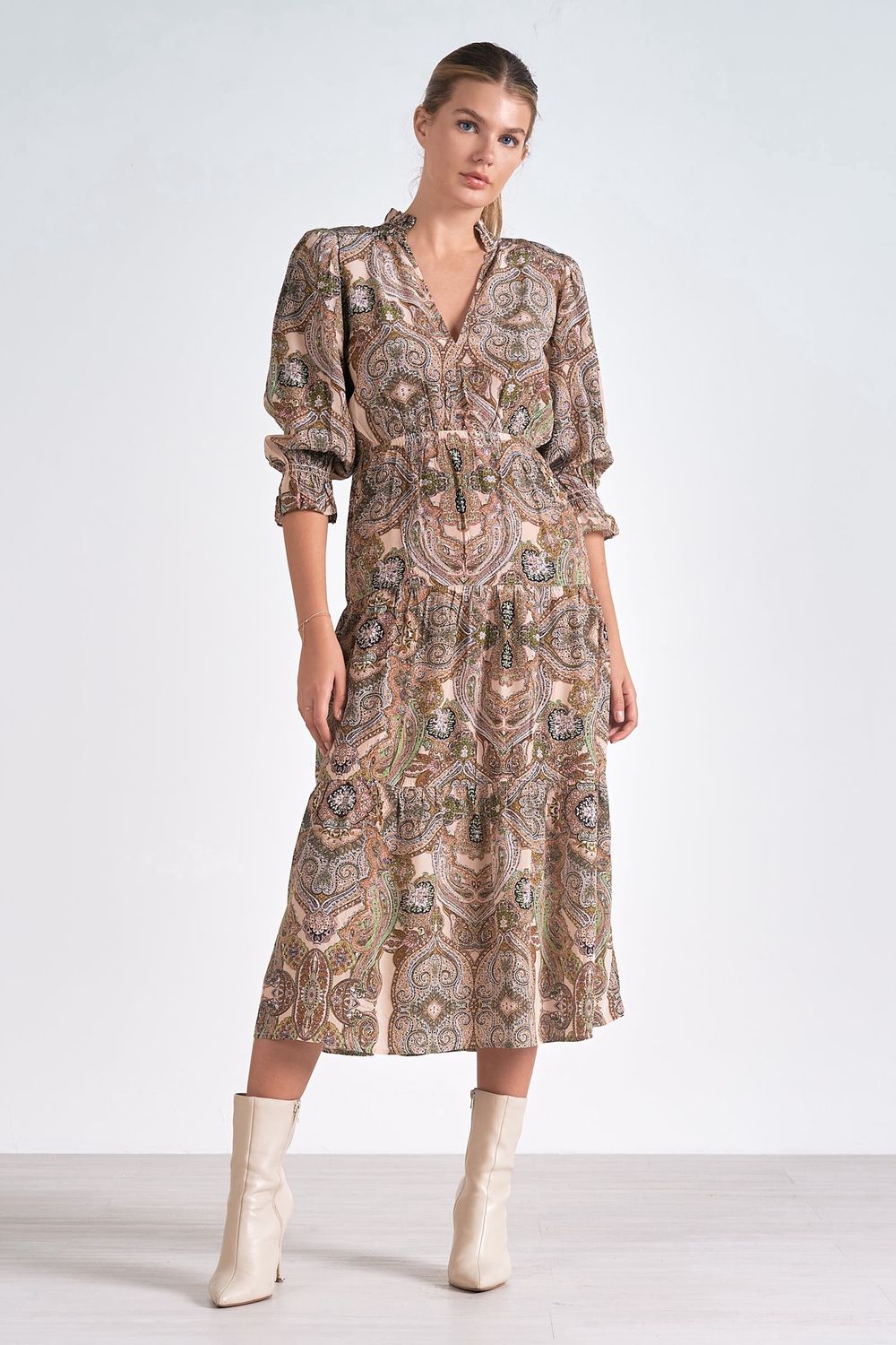 Midi 3/4 Sleeve Dress