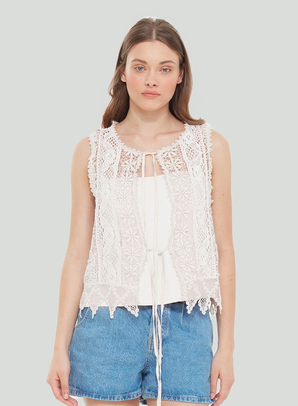 Tie Front Lace Cardi