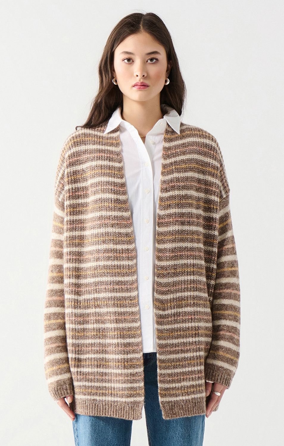 L/S Textured Stitch Open Cardigan