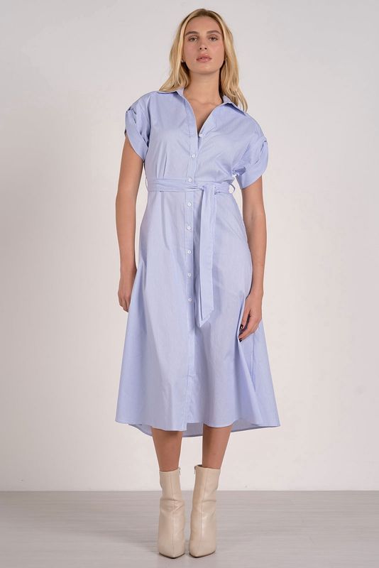 Midi S/S  Collared Button Dress