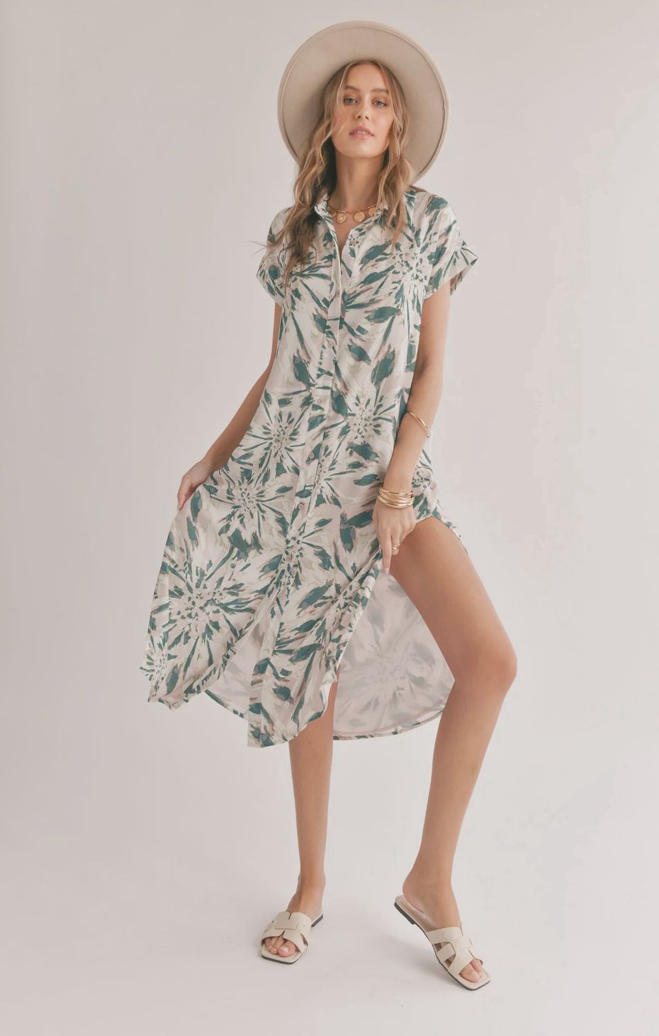 Moon and Back Button Down Maxi Dress
