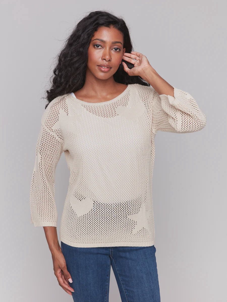 3/4 Sleeve Crochet Sweater