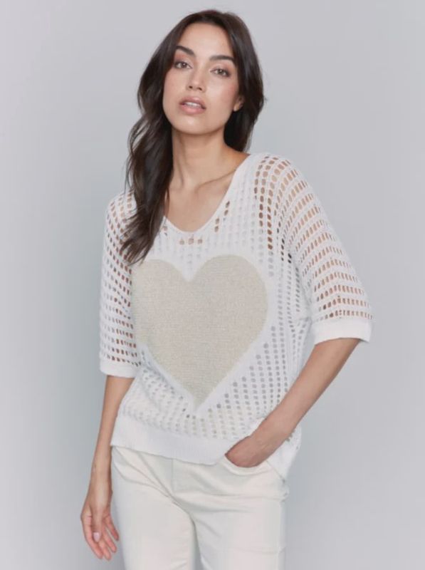 Fishnet V Neck Heart Top