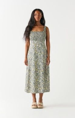Smocked Bodice Midi Dress