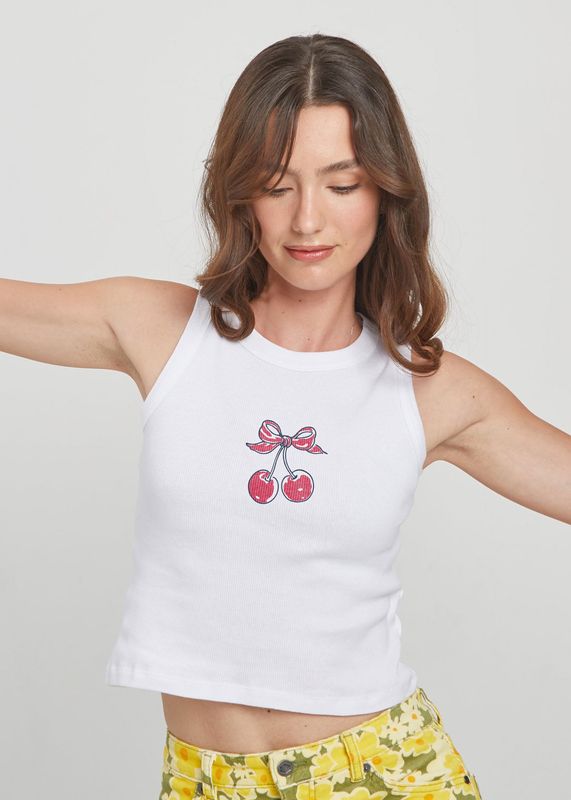 Cherry Bow Ribbed Tank