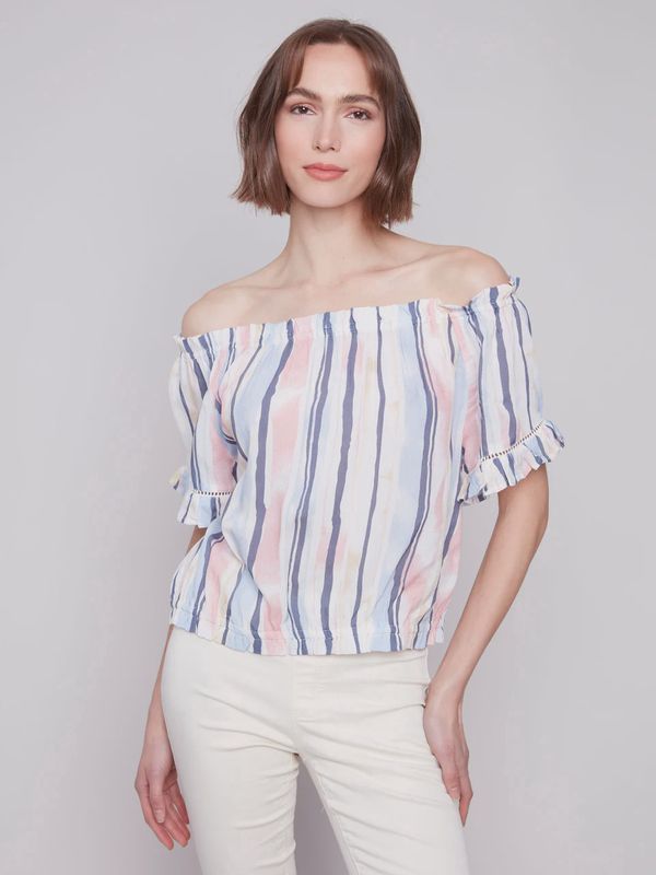 Printed S/S Peasant Blouse