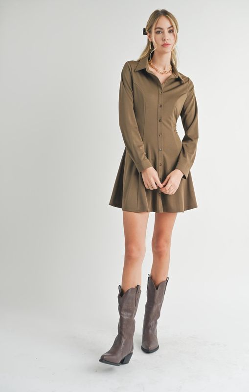 Full Of Charm Flare Shirt Dress