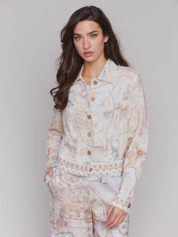 Printed L/S Button Front Jacket