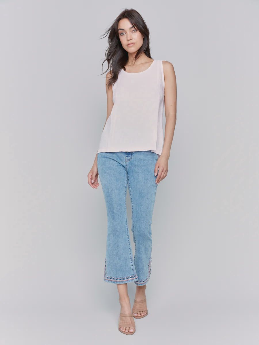 Linen Sleeveless Top with Slits