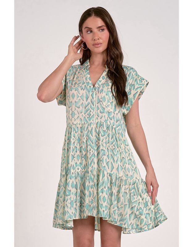 Cap S/S Button Down Dress