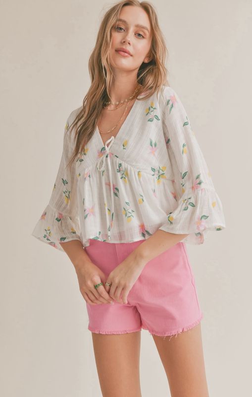 Peplum V Neck Top