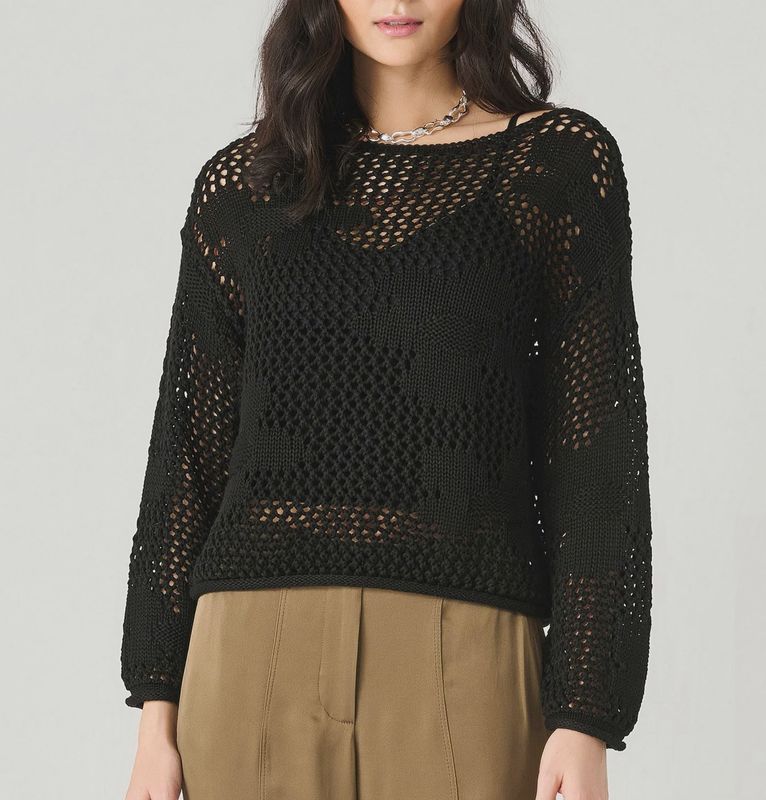 L/S Floral Crochet Sweater