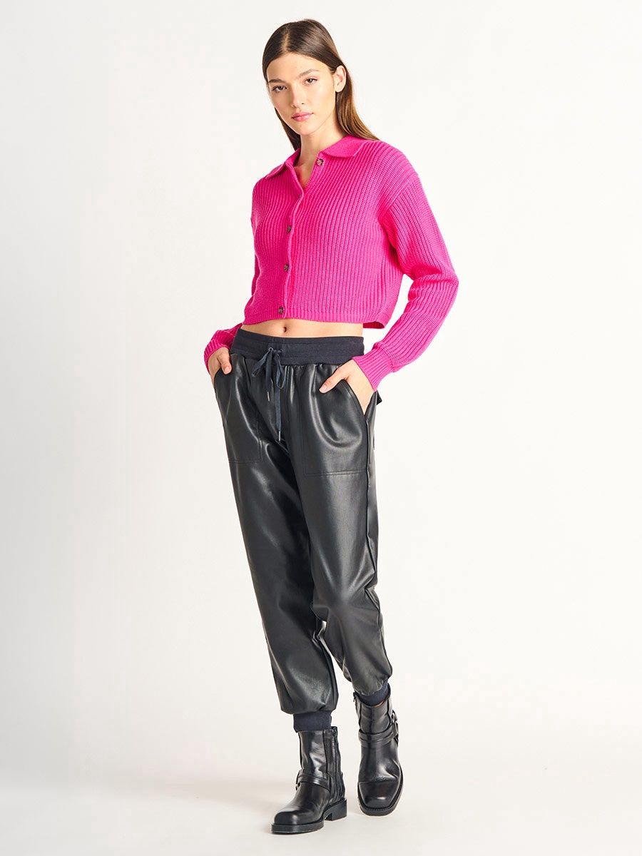 Point Collar Button Front Cardigan