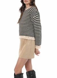 Samantha Contrast Knit Striped Sweater
