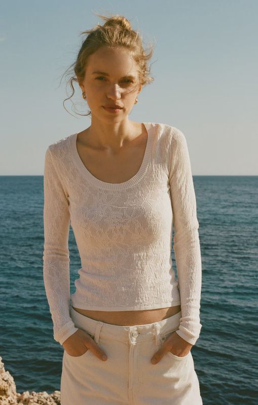 Tibi Scoop Mesh Sweater