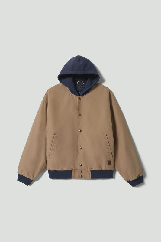 Canvas Hooded Bomber Jacket