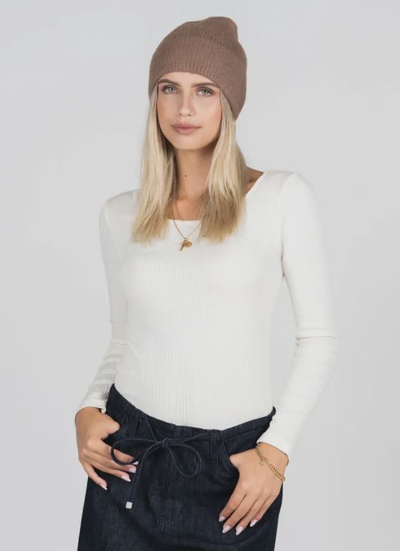 Fuzzy Ribbed Beanie Hat