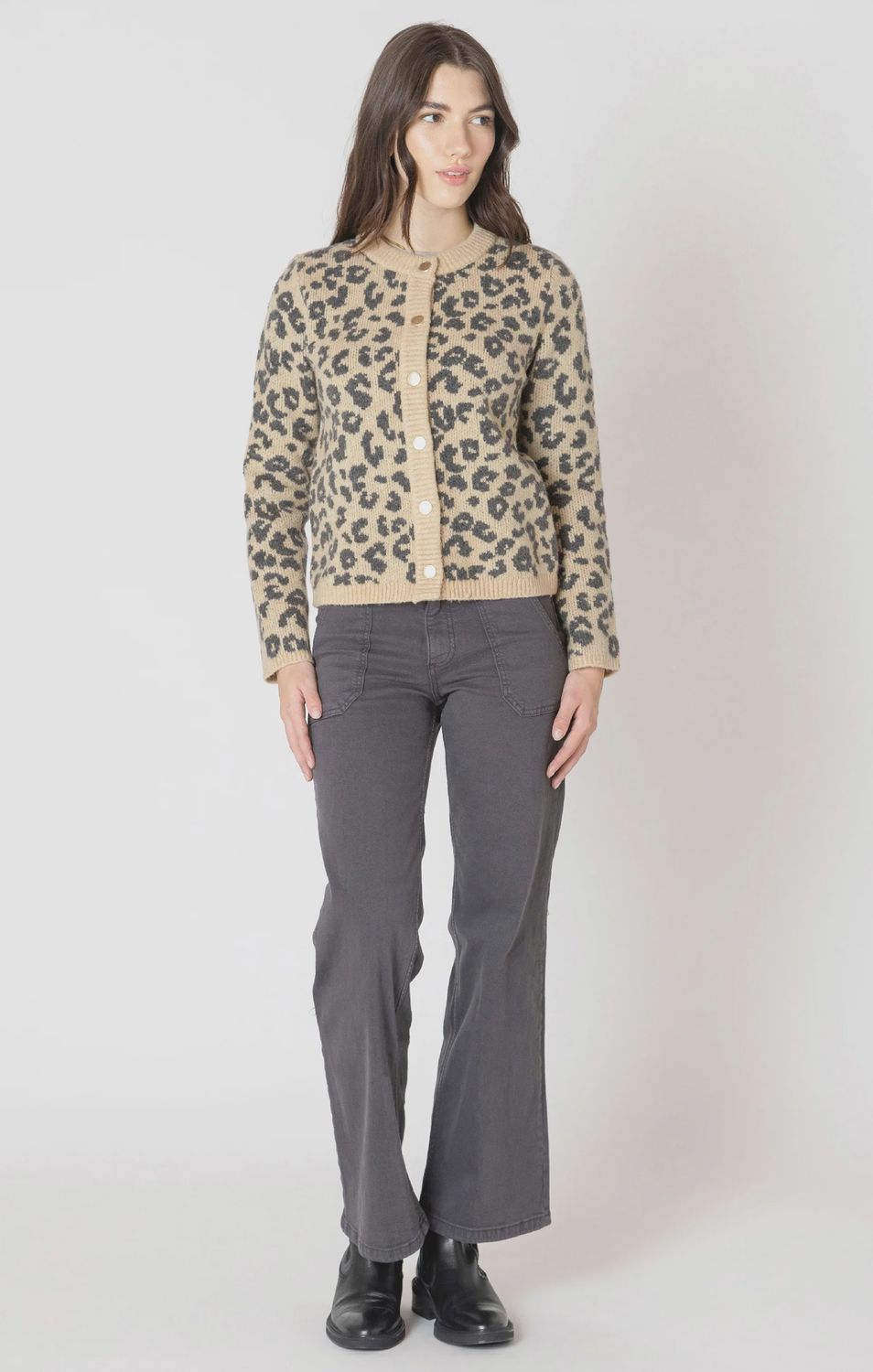 Crewneck Patterned Cardigan
