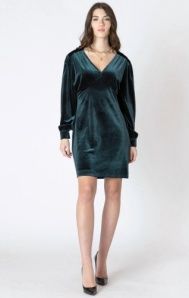 Deep V Neck Velvet Dress