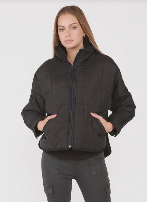 Ribbon Trim Puffer Jacket