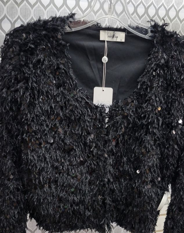 Joelle Faux Fur &amp; Sequin Jacket
