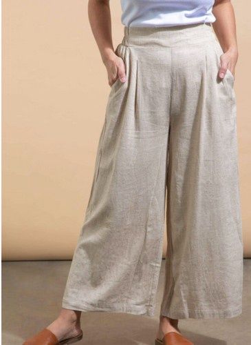 Pleat Linen 3/4 Palazzo Pant