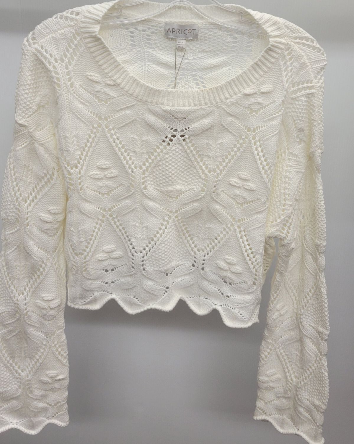 Scallop Hem Pointelle Sweater