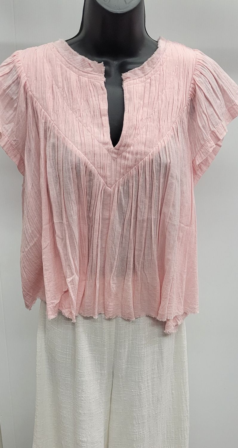 Short Sleeve Frill Peasant Top