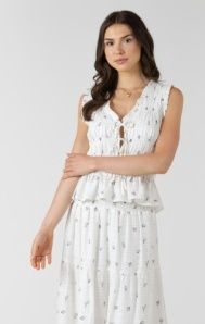 Elastic Detail Tie-Front Top