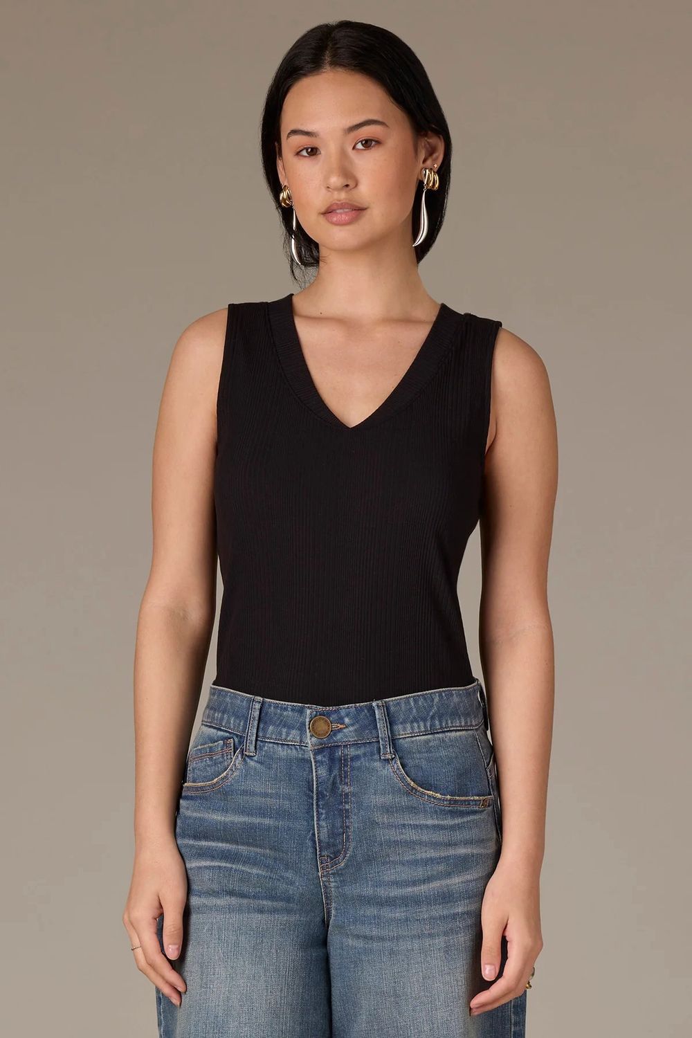 Rounded V-Neck Top