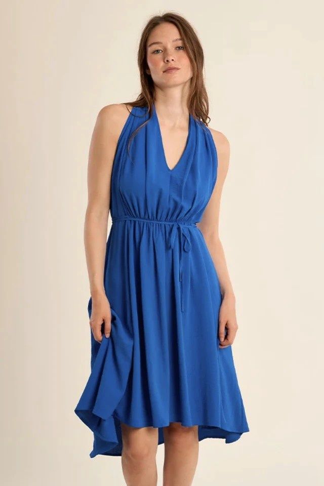 Woven Dress-Cobalt Blue